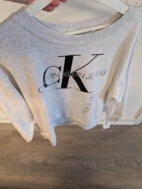 Women's Calvin Klein Monogram Logo French Terry Relaxed Sweatshirt in Small